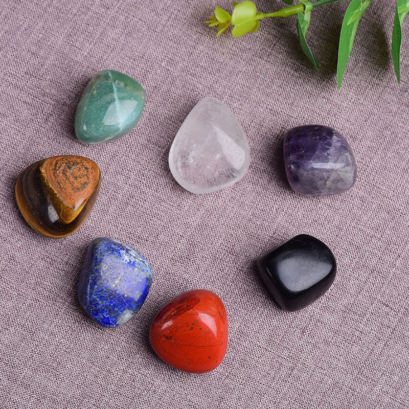 Natural Quartz Seven Chakra Stone 7 Colors Set Yoga