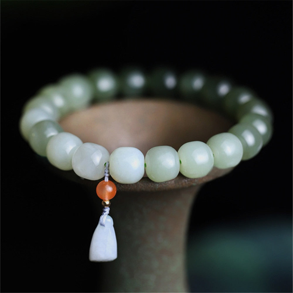 Multi-treasure Gradient Hetian Jade Bead Bracelet