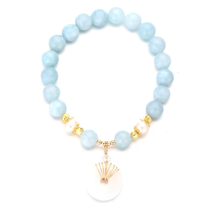 Green/Blue Stones Natural Freshwater Pearls Jade Bracelets