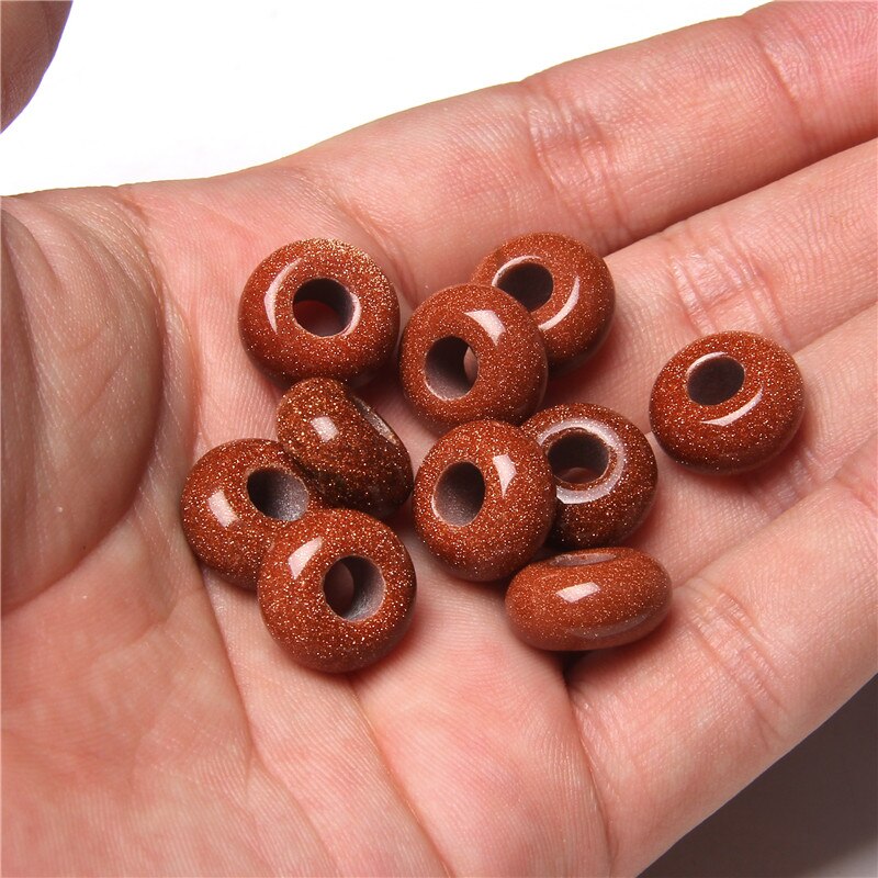 Stone Charms Pendant Spacer Round Big Hole Beads
