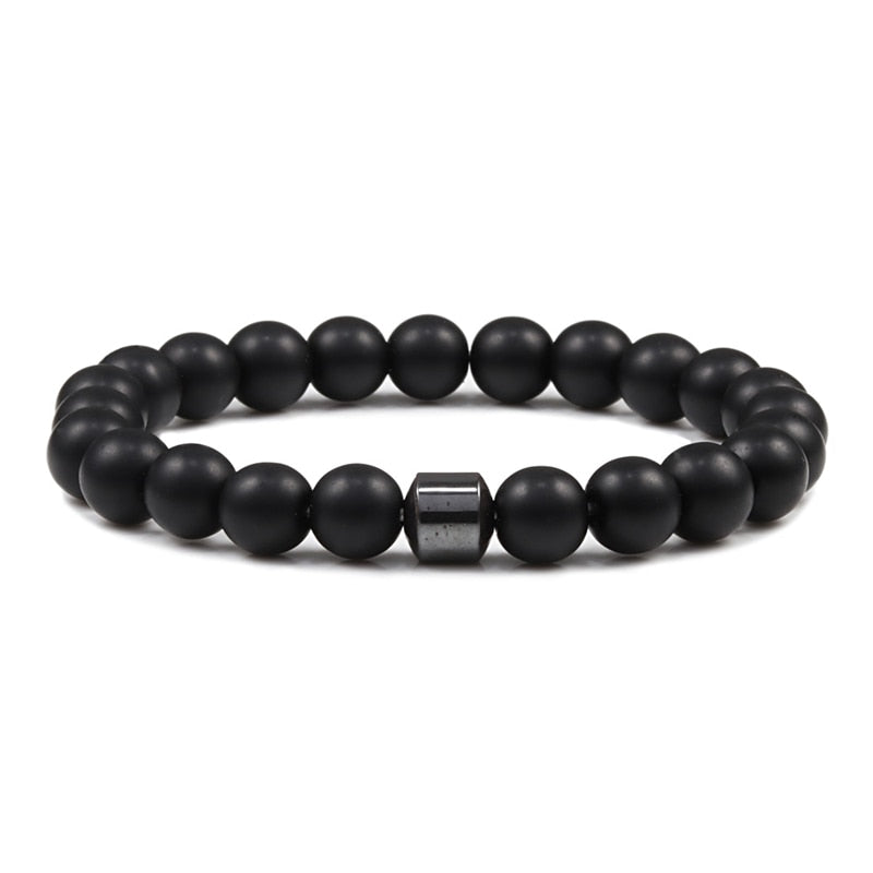 Men Natural Rock Stone Bracelet Energy Hematite