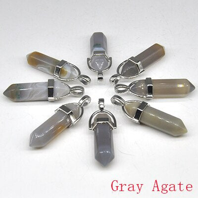 Natural Stone Hexagonal Quartz Pendulum Column Crystal