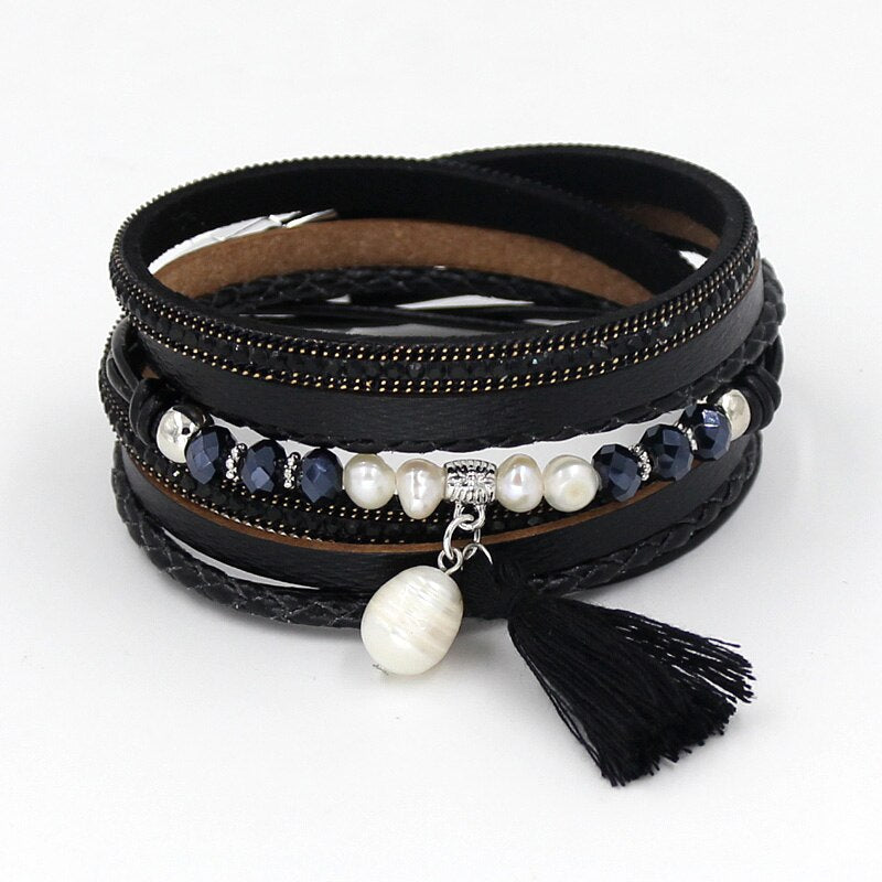 Women's Bracelet Jewelry Multi-Layer Leather Winding