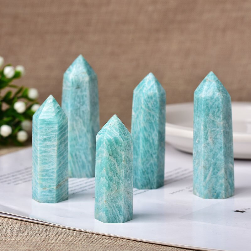 Crystal Point amazonite Healing Obelisk Quartz Wand Green
