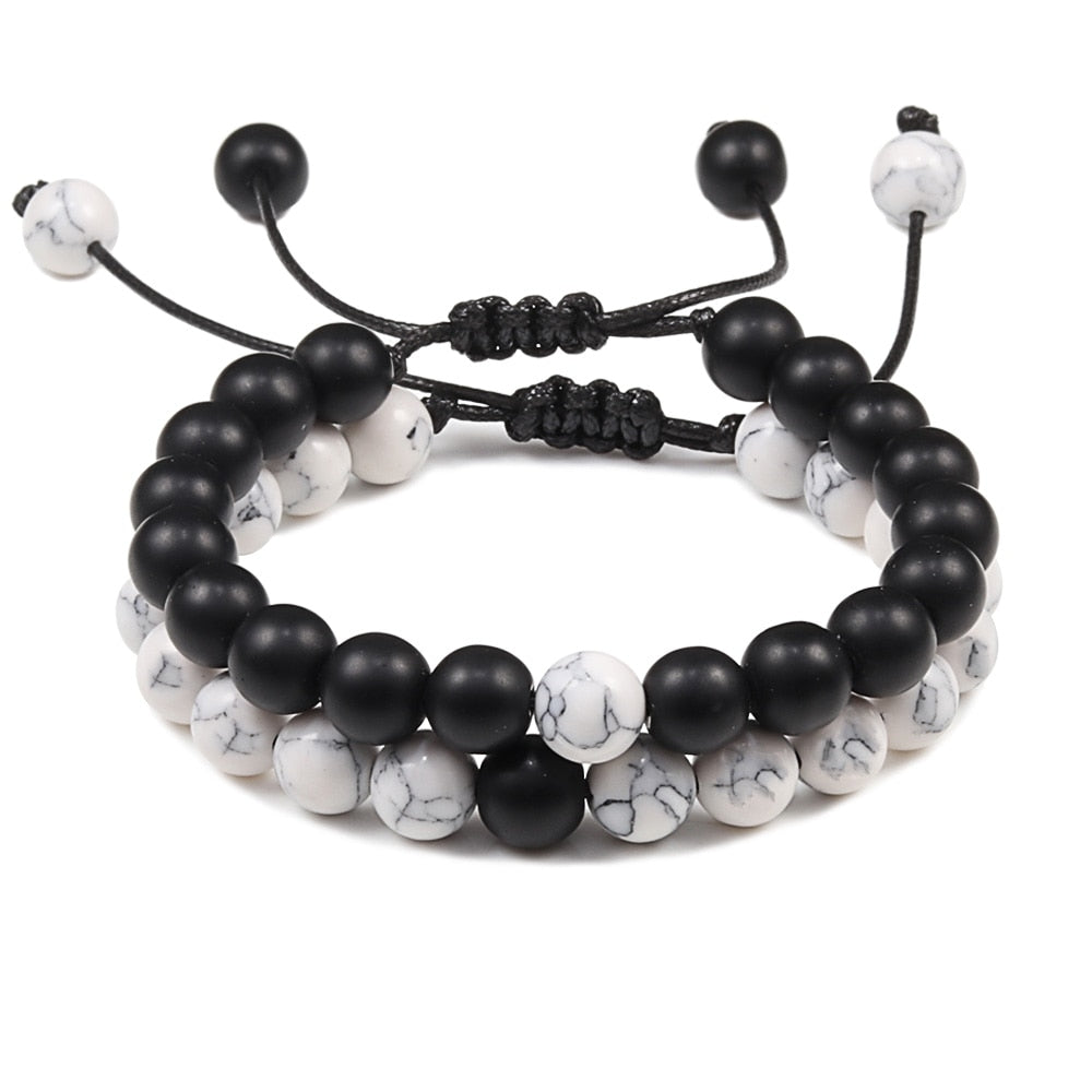 Braided Bracelets Men Natural Stone Lava Bead