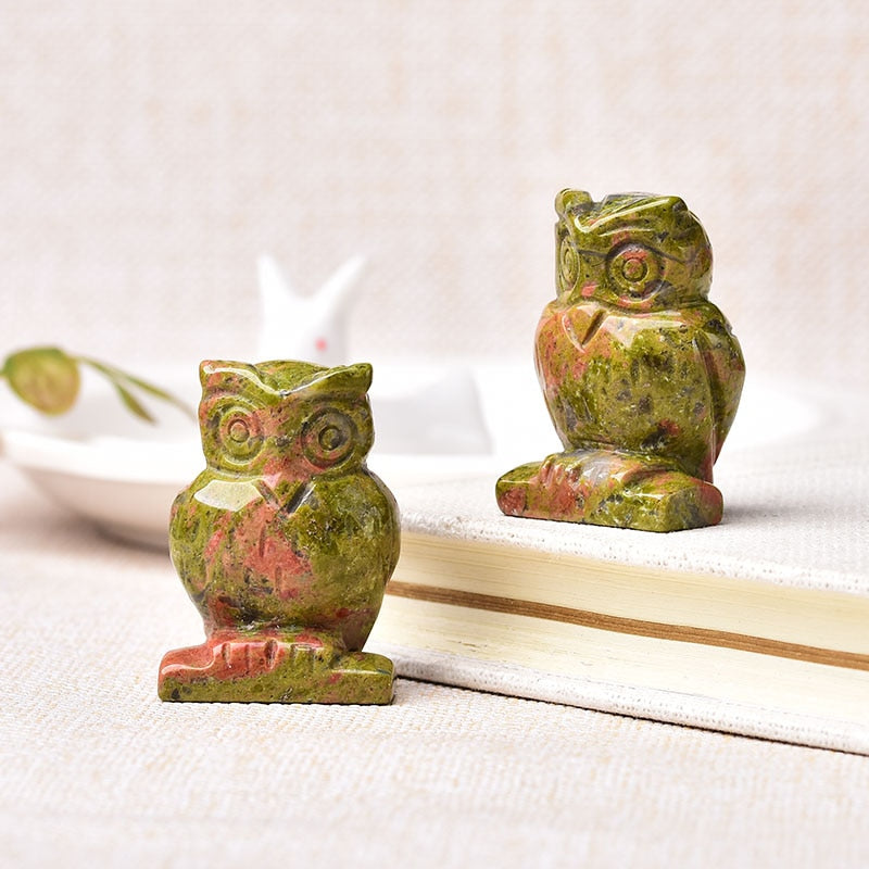 Carved Owl Animal Ornaments Aventurine
