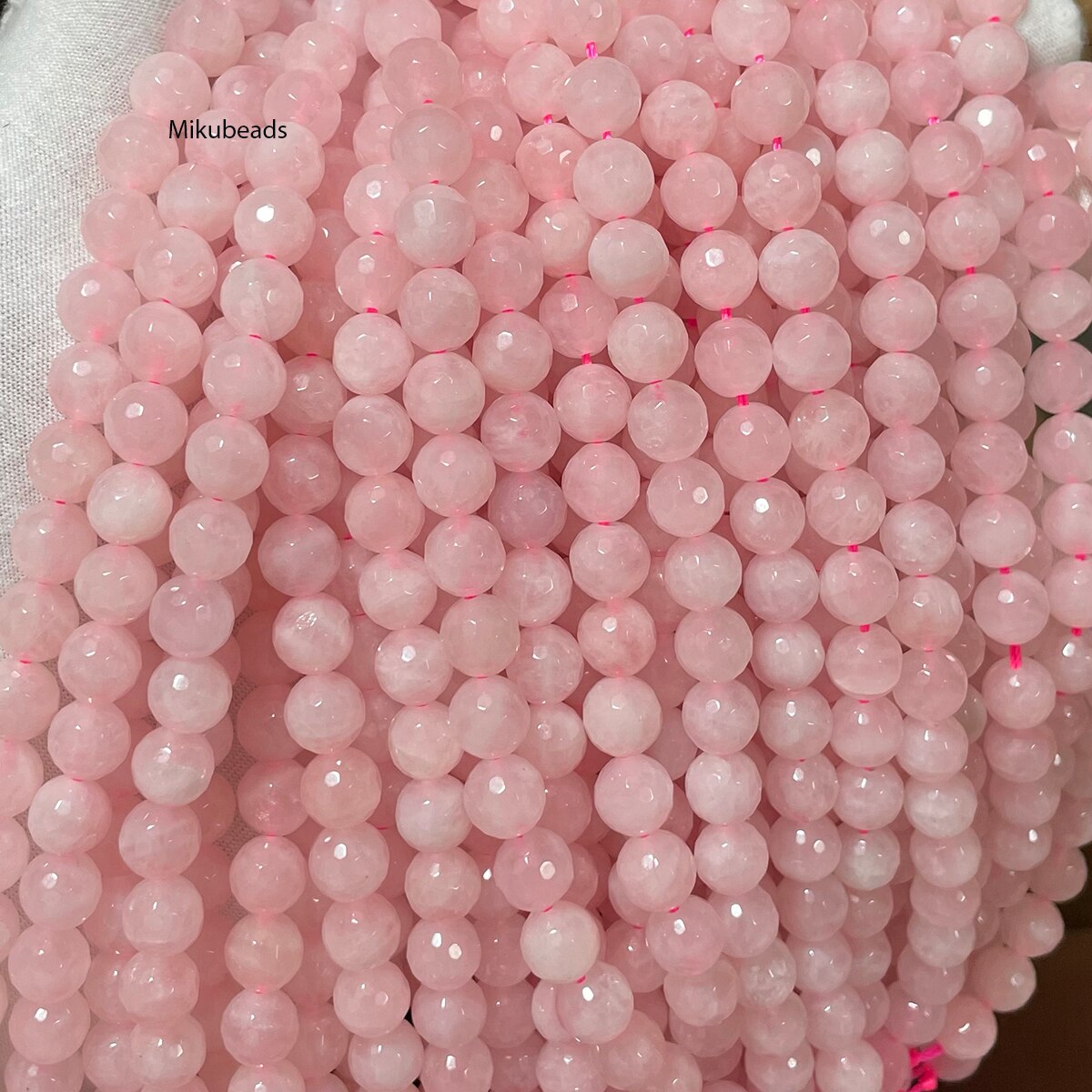 Natural Rose Pink Quartz Crystal Faceted Round Stone