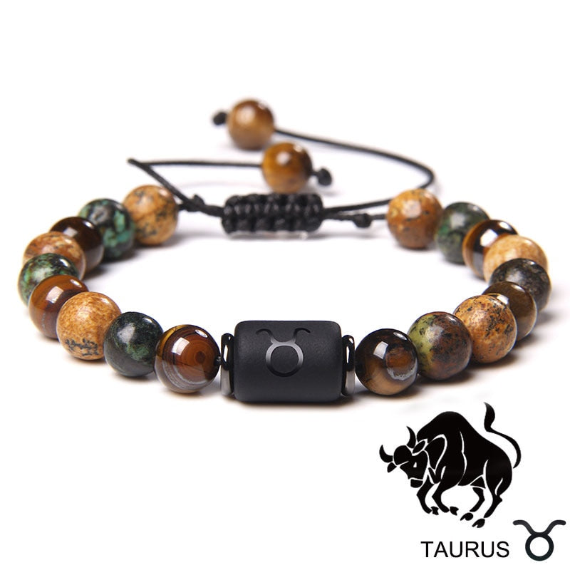 12 Zodiac Signs Constellation Bracelet Natural Picture