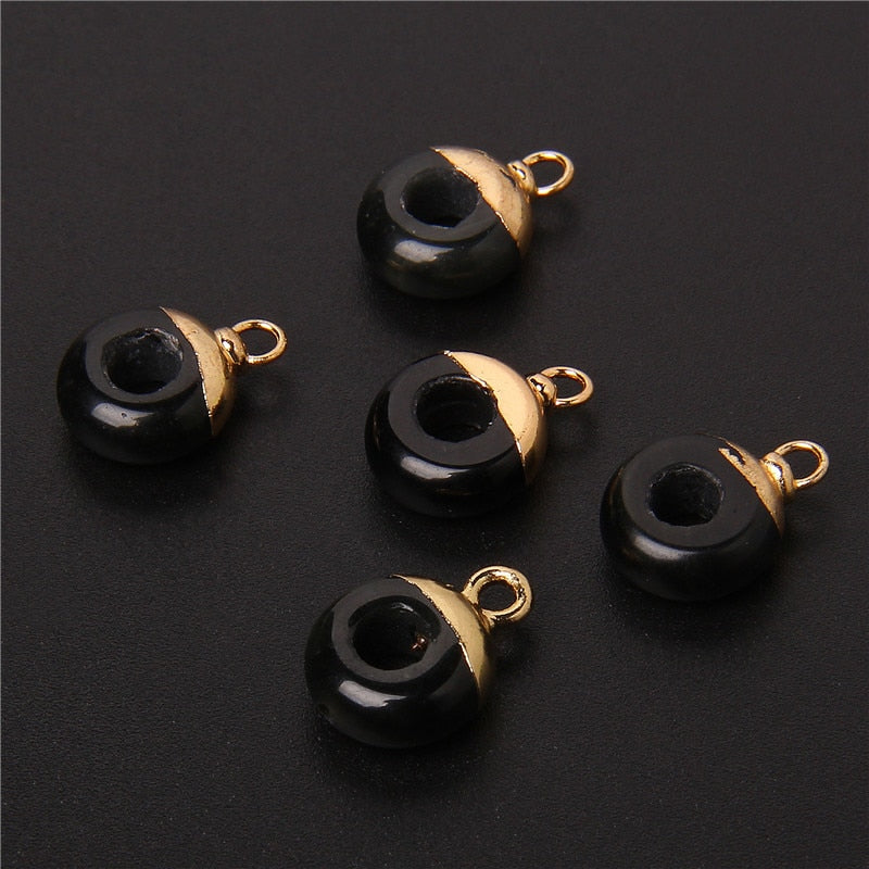 Big Hole Round Stone Beads Charms Jades