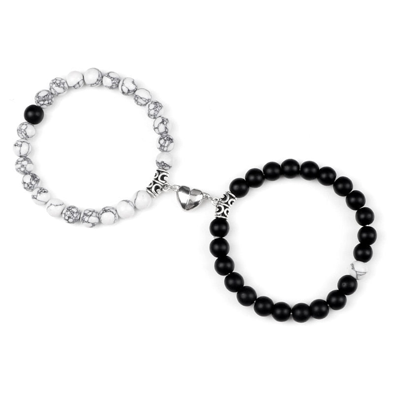 Beads Bracelet For Lovers Natural Stone Distance Heart