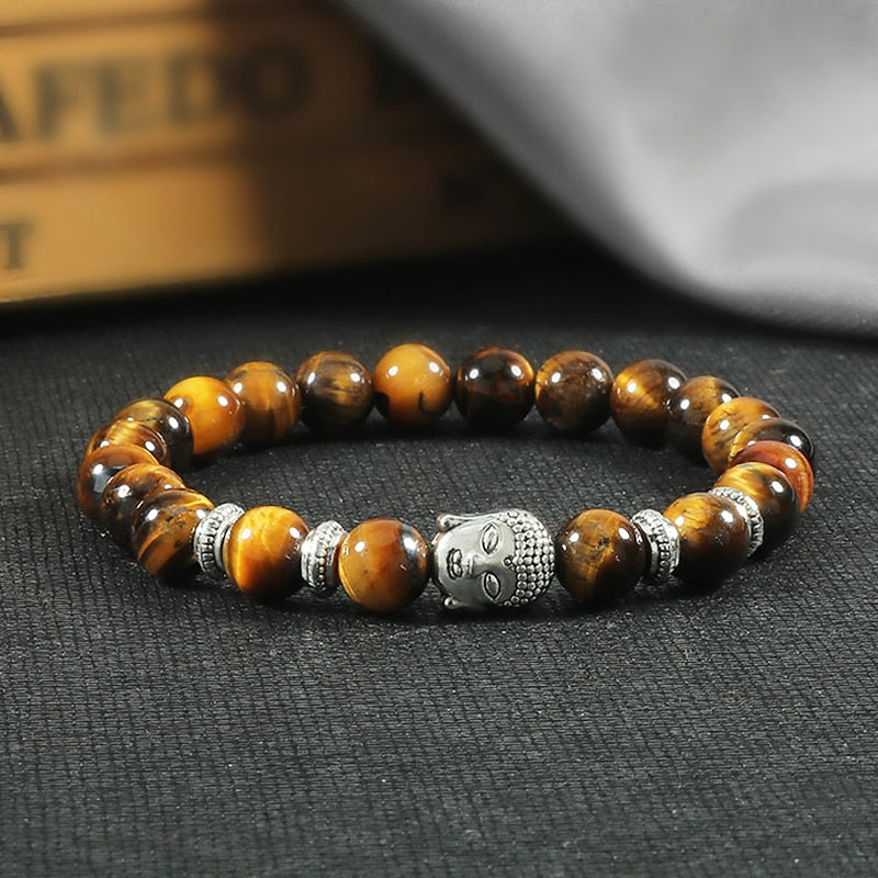 Natural Tiger Eye Black Lava Stone Bracelet for Men