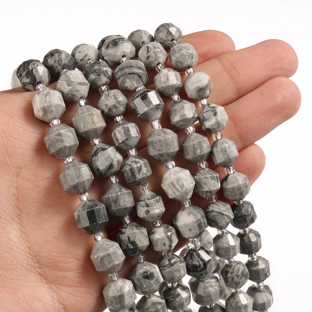 Natural Stone Beads Jades Crystal Faceted Sharp