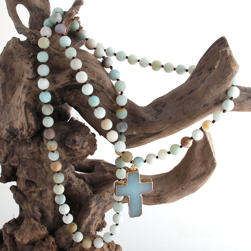 Bohemian Tribal Jewelry 8mm Natural Stones Knotted