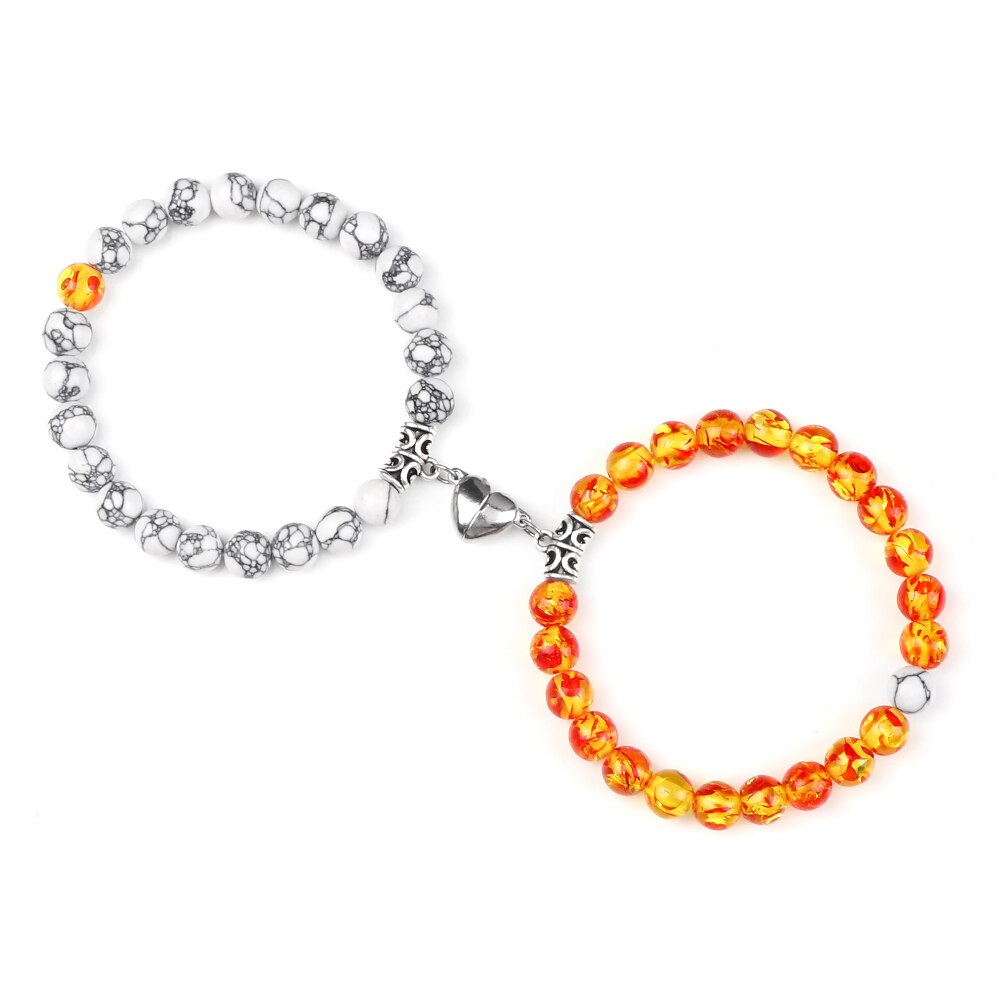 Stone Beads Bracelet for Lovers Heart Magnet Attraction