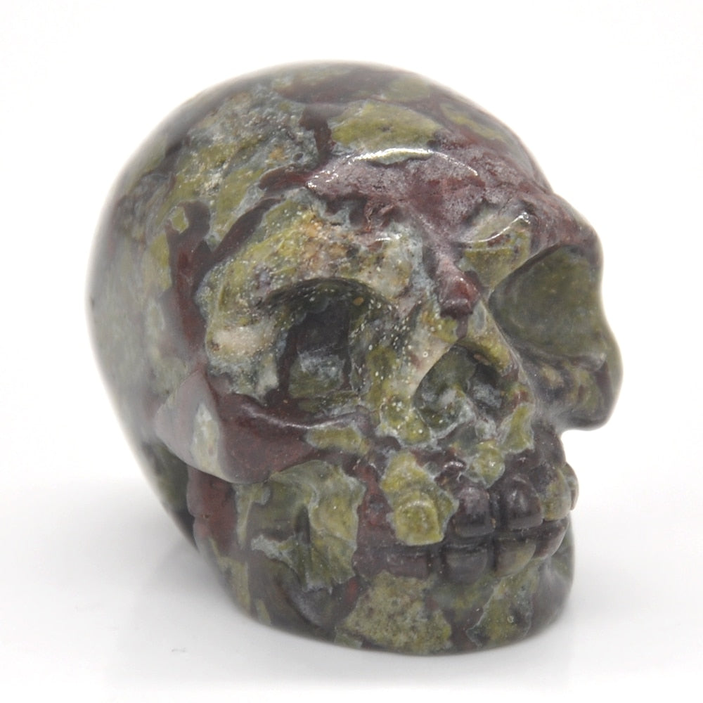 Skull Statue Natural Amethyst Black Obsidian Stone