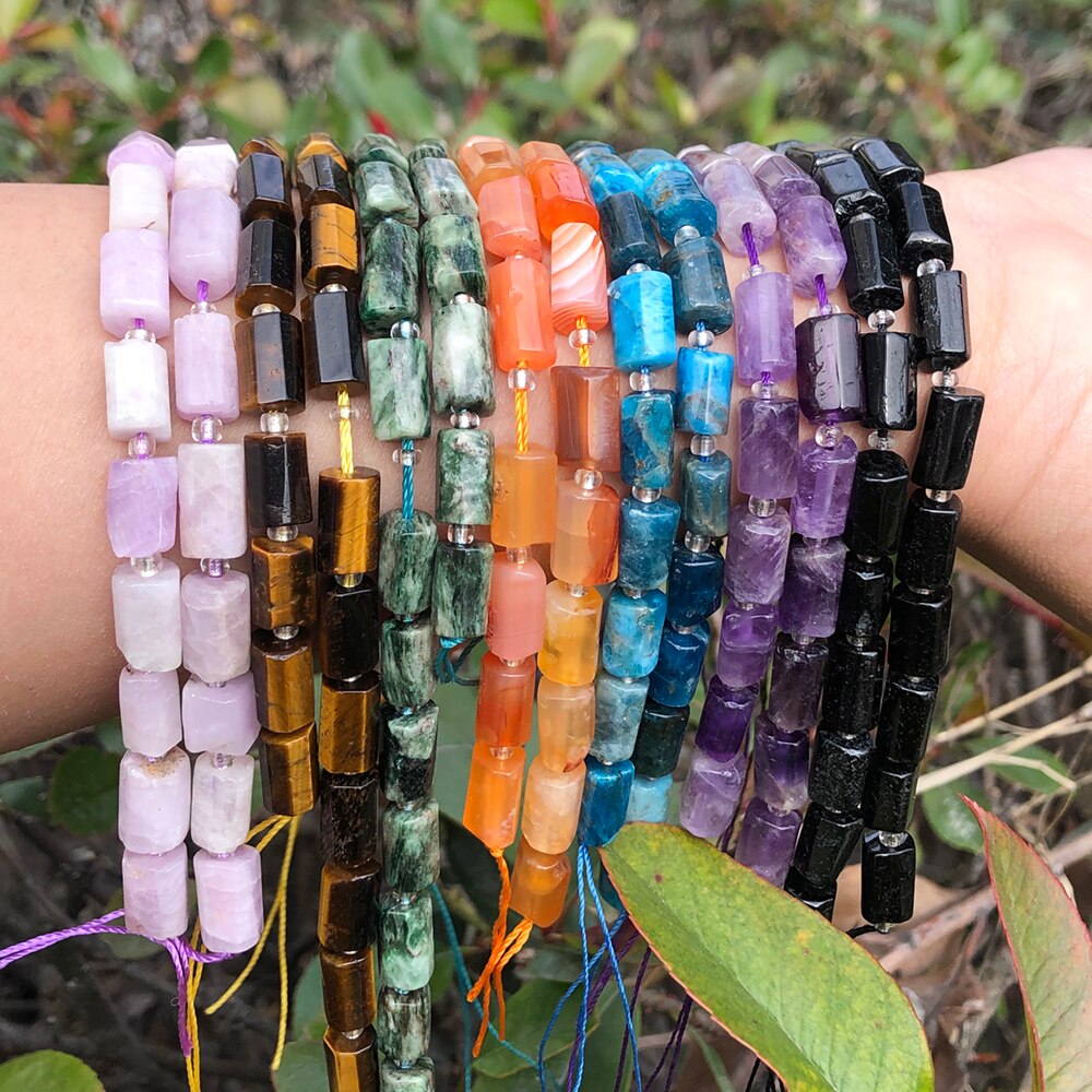 Aquamarines Jades Stone Cylinder Loose Beads