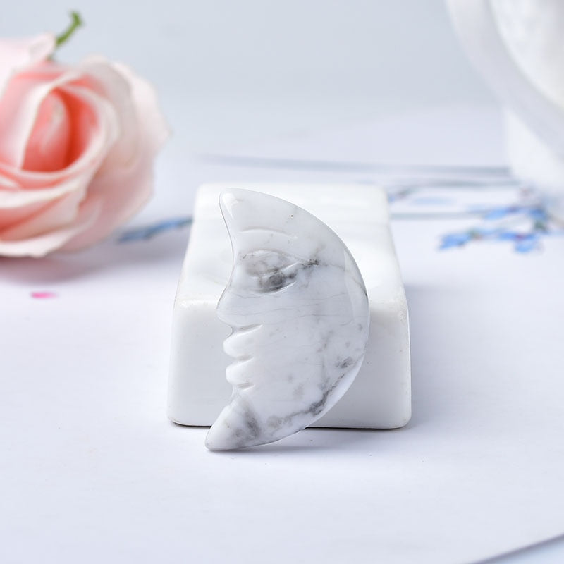 Crystal Rose Quartz Moon Face Gemstone Energy