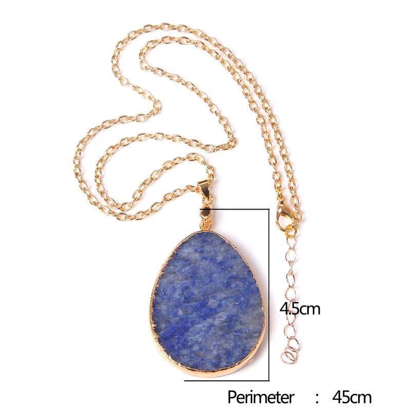 Metal chain healing energy necklace Natural crystal