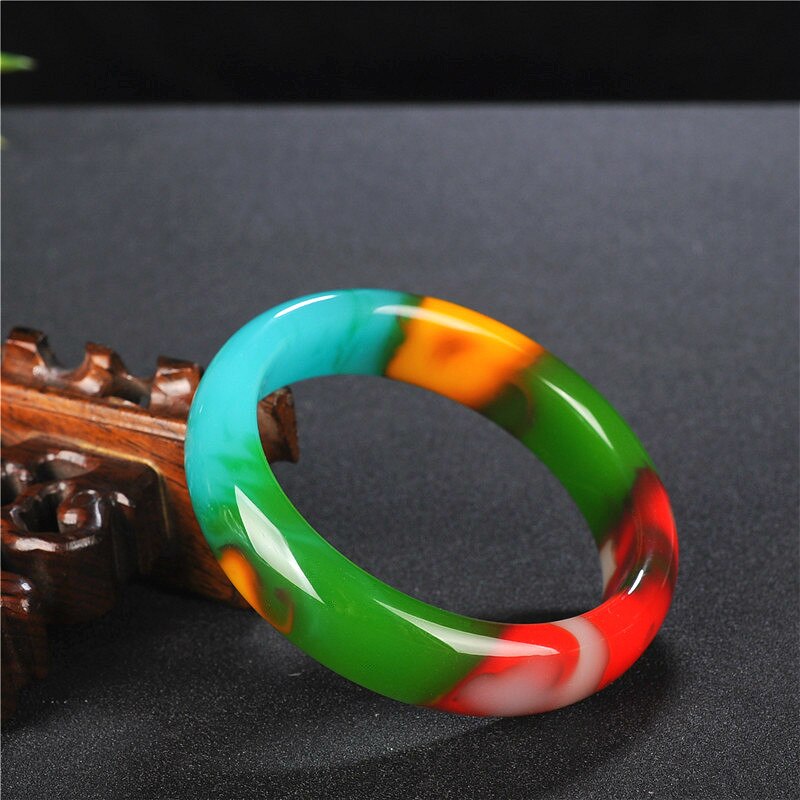Color Jade Bangle Bracelet Genuine Natural Charm