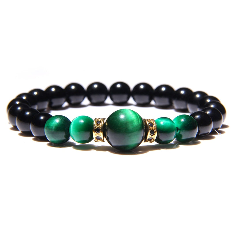 Natural Stone Bracelets Men Royal Blue Tiger Eye