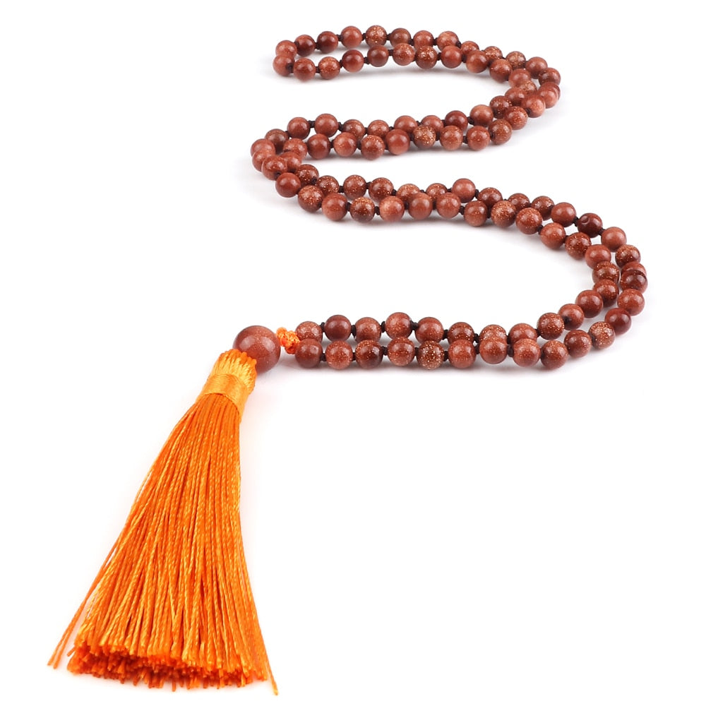 108 Beads Prayer Necklace Natural Green Stripe Onyx