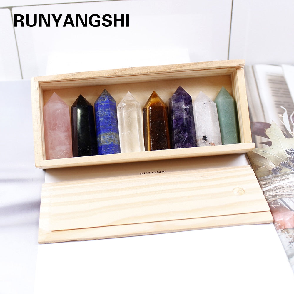 Wooden box Decorative Natural Hand Carved crystal
