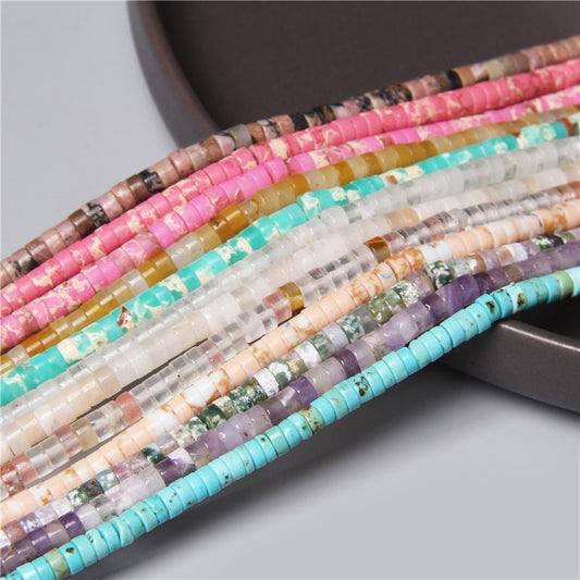 Natural Rondelle Stone Beads Flat Round Jaspers