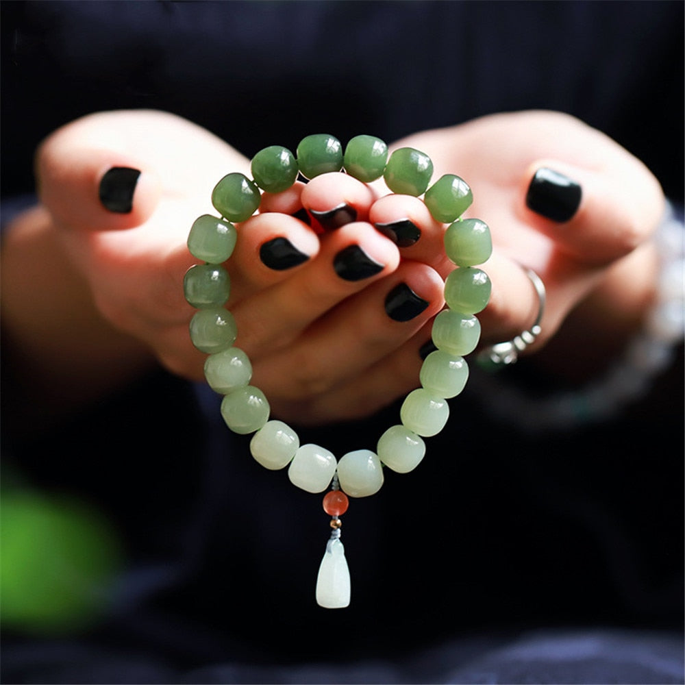 Multi-treasure Gradient Hetian Jade Bead Bracelet