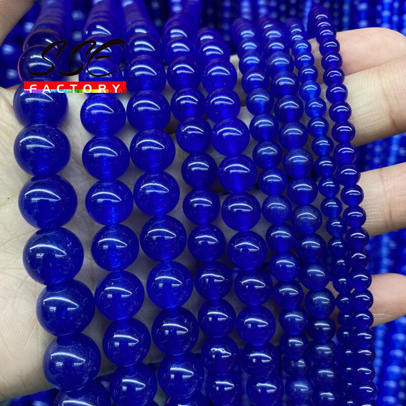 Natural Stone Beads Dark Blue Jades Chalcedony