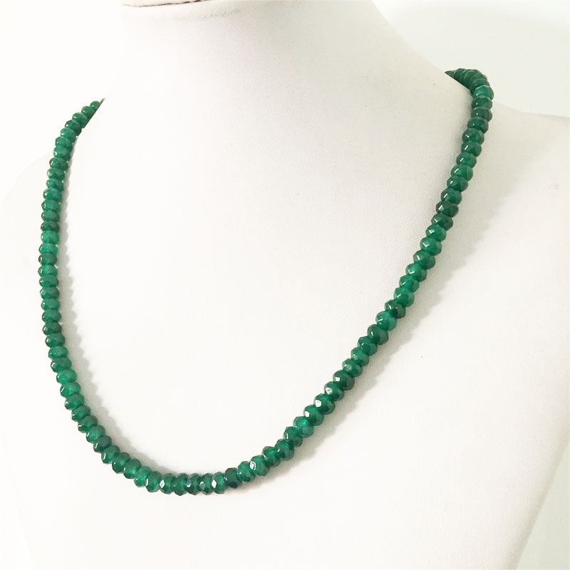 Faceted Green Emerald Jade Necklace for Women
