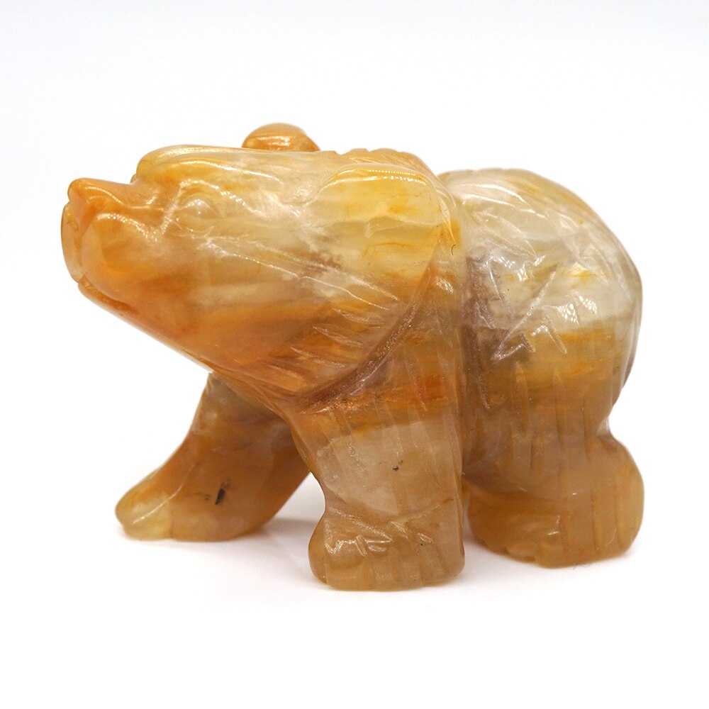 Bear Statue Natural Stone Hand Carved Figure Room
