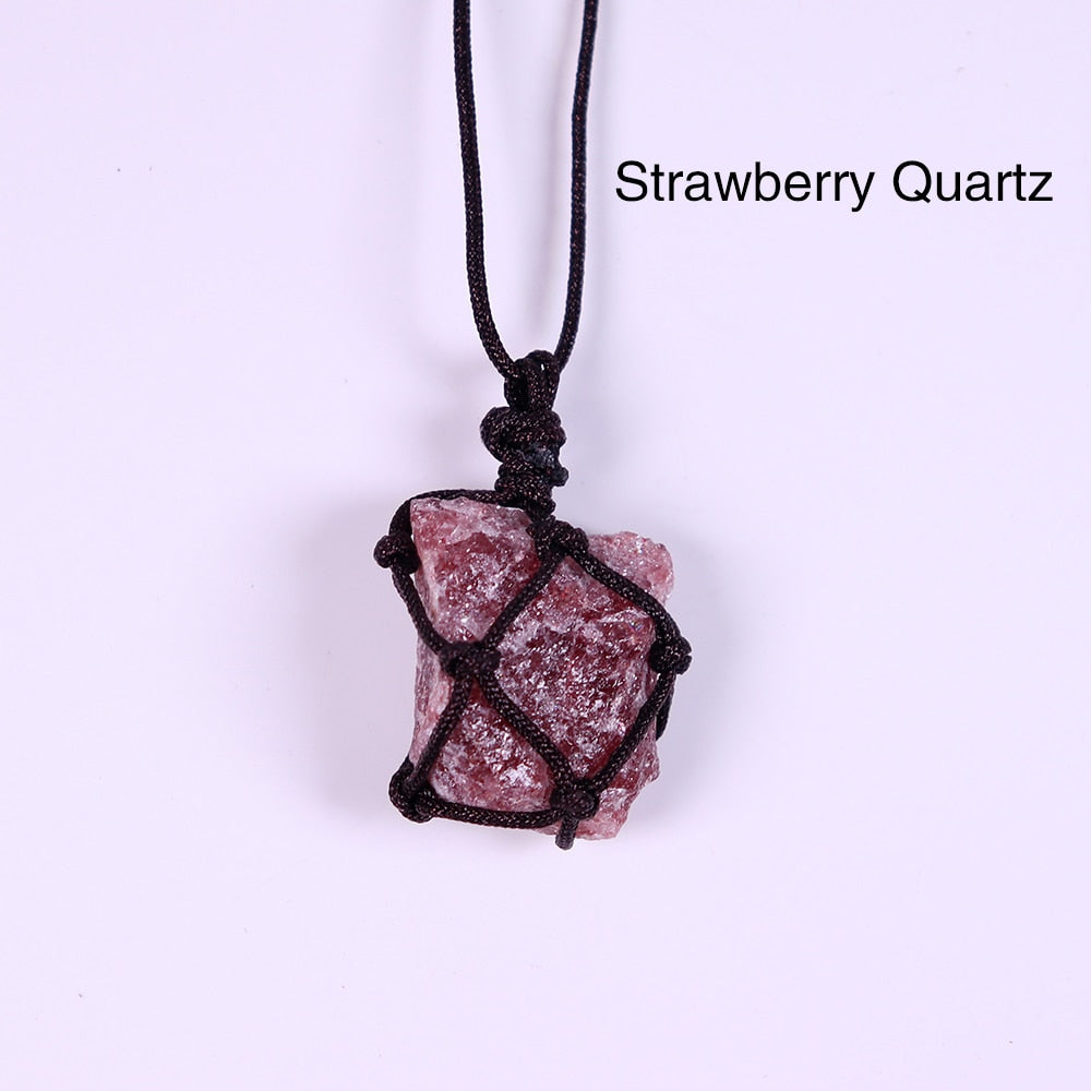 Natural Crystal Quartz Raw Net pocket pendant Crystal