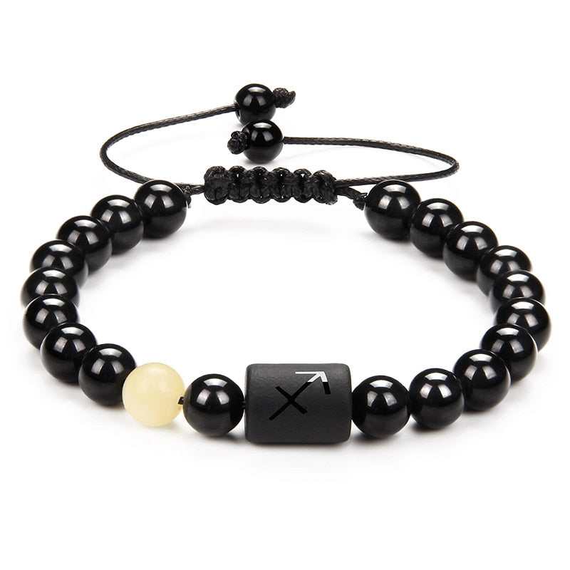 12 Constellation Couple Bracelet Black Stone Bracelets
