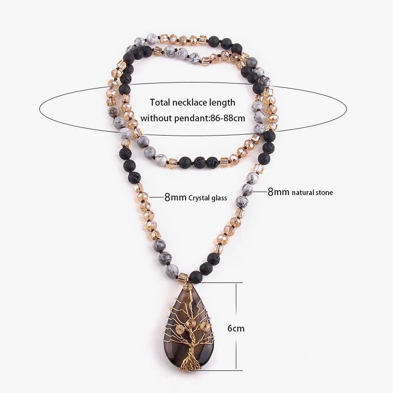 Bohemian Jewelry Natural Stones Glass Crystal Knotted