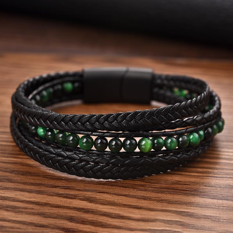 Fashion Natural Stone Beads Men Bracelet Multilayer
