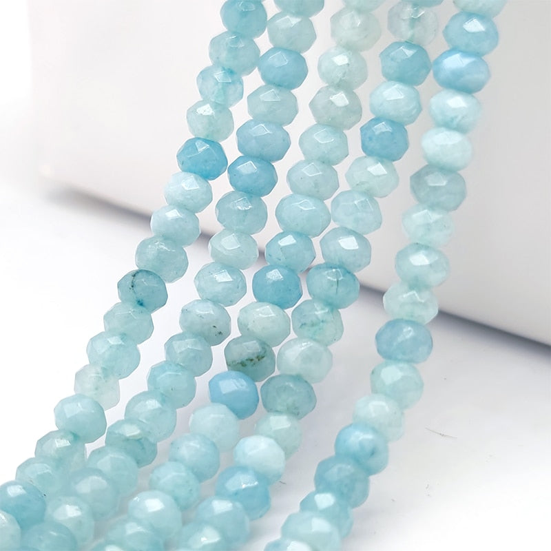 2-4mm Natural Stone Jades Faceted Flat Spacer