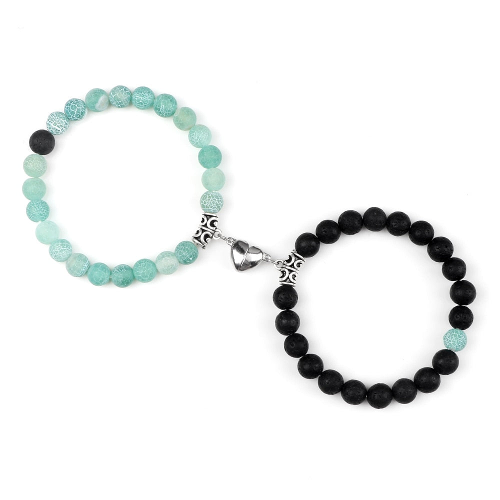 Stone Beads Bracelet for Lovers Heart Magnet Attraction