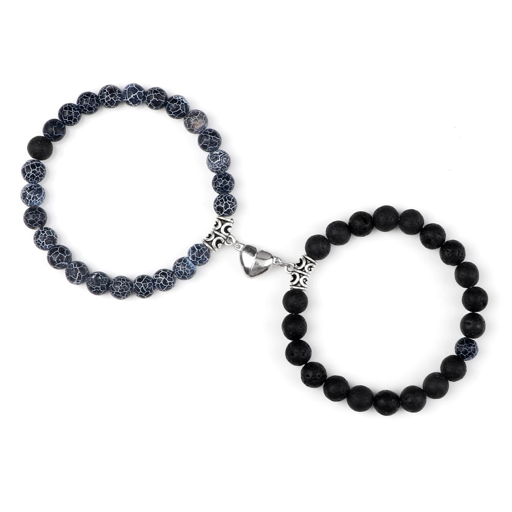 Stone Beads Bracelet for Lovers Heart Magnet Attraction