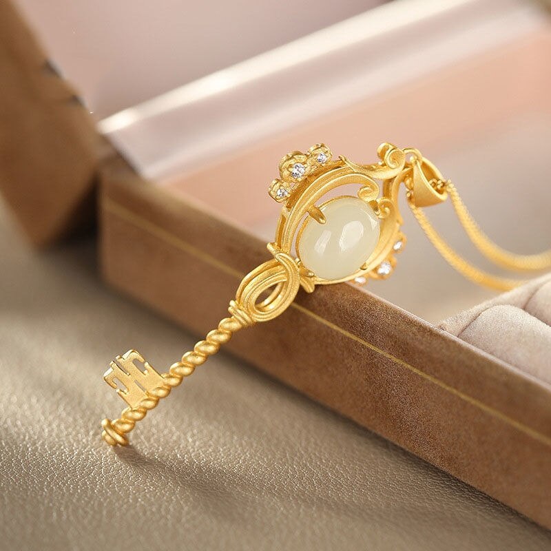 Original SNew Silver Inlaid Natural Hetian White Jade