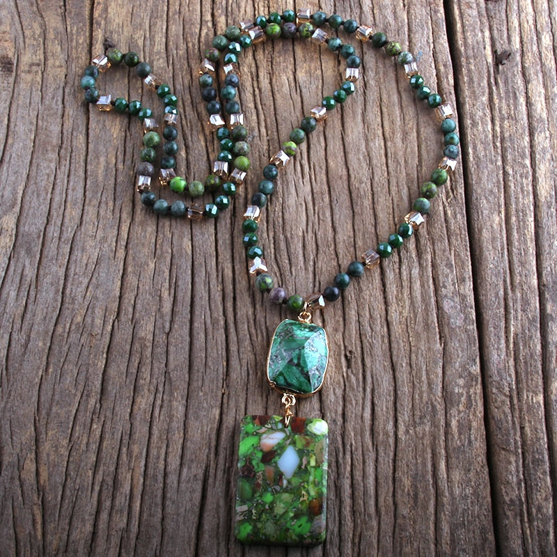 Bohemian Jewelry Natural Stones Crystal Stone Knotted