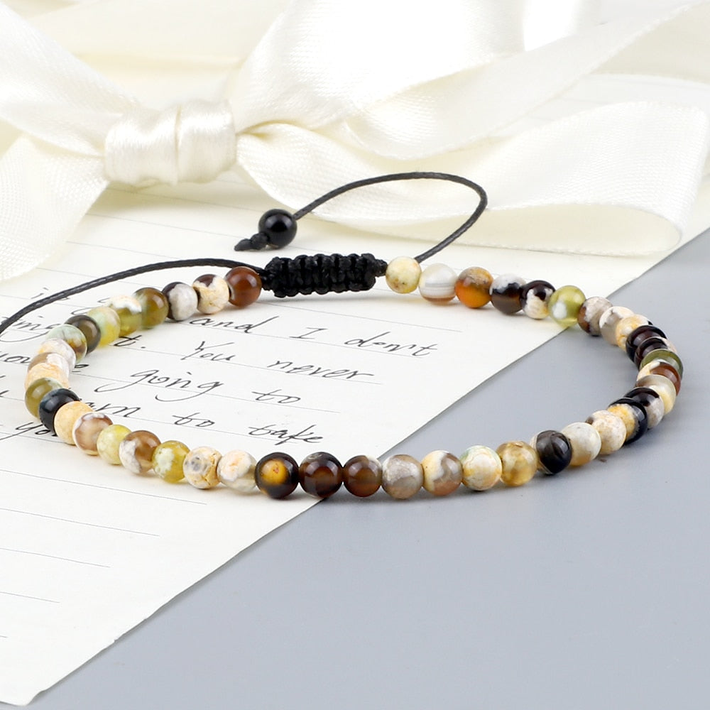 Mini Beads Bracelets for Women Men Round Agates