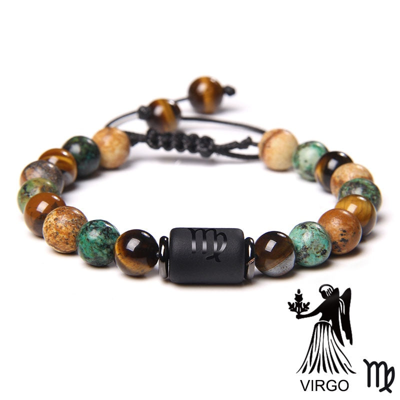 12 Zodiac Signs Constellation Bracelet Natural Picture
