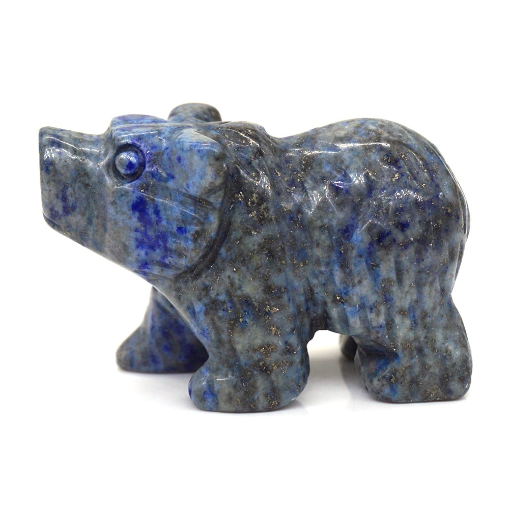Bear Statue Natural Stone Hand Carved Figure Room