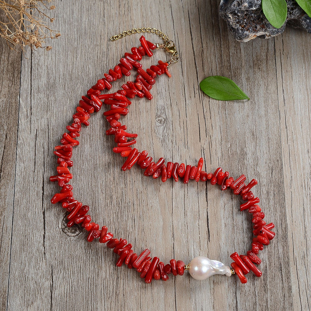 Natural gemstone irregular red coral chip stone