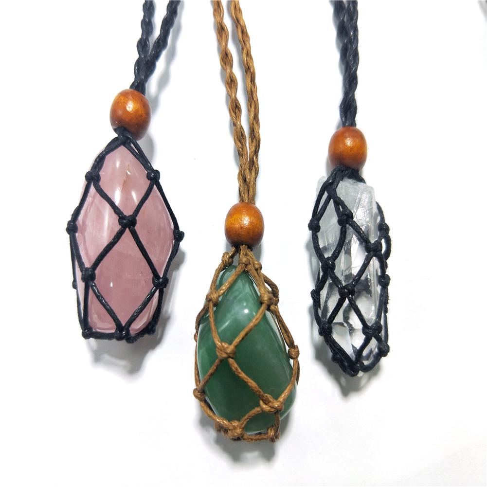 Cord Empty Stone Holder Natural Quartz Crystal Raw Stone