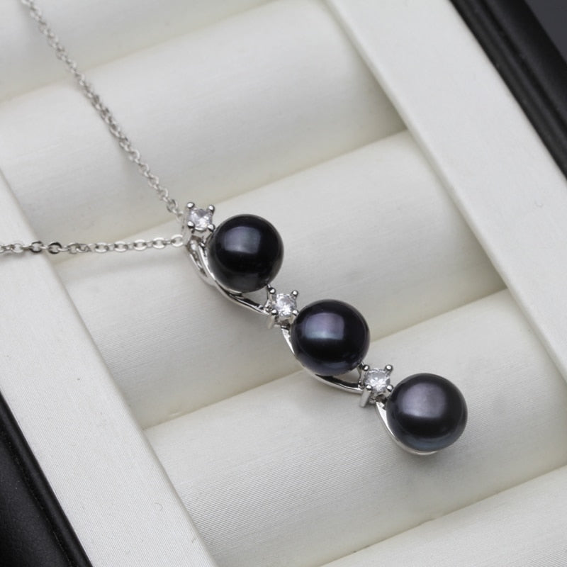 Fashion Freshwater Natural Black Pearl Pendant Women