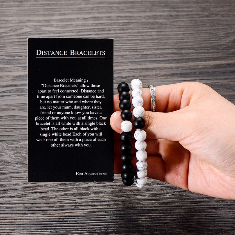 Couples Distance Bracelet Classic Natural Stone