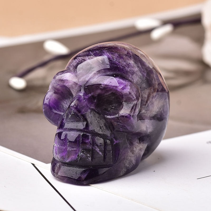 Natural Gemstone Skull Amethyst Tigers