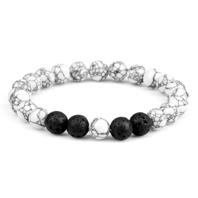 Couples Beaded Bracelet 8mm Natural Black Lava