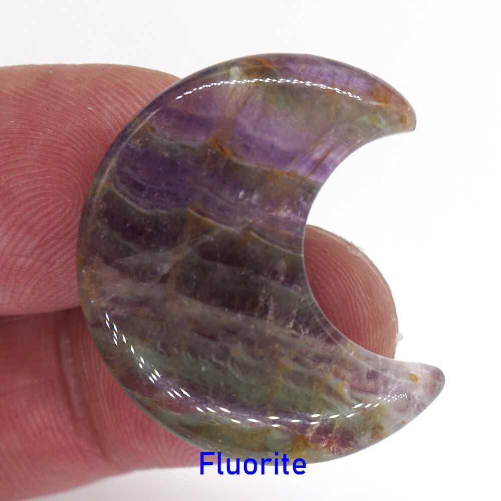 Moon Shaped Statue Natural Crystal Stone Colorful